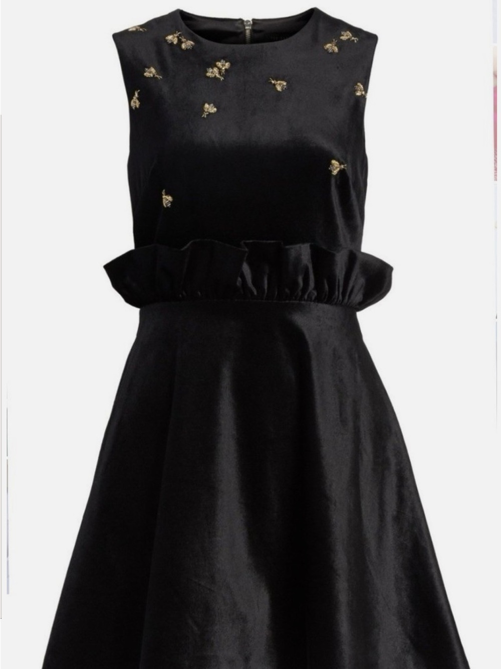 Elegant Black Queen Bee Ruffle Shift Dress Ted Baker NWT